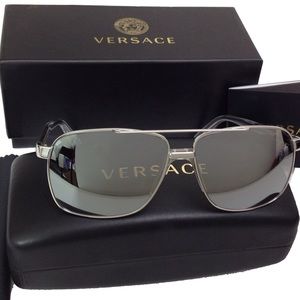 Versace Silver Light Grey Mirror Sunglasses